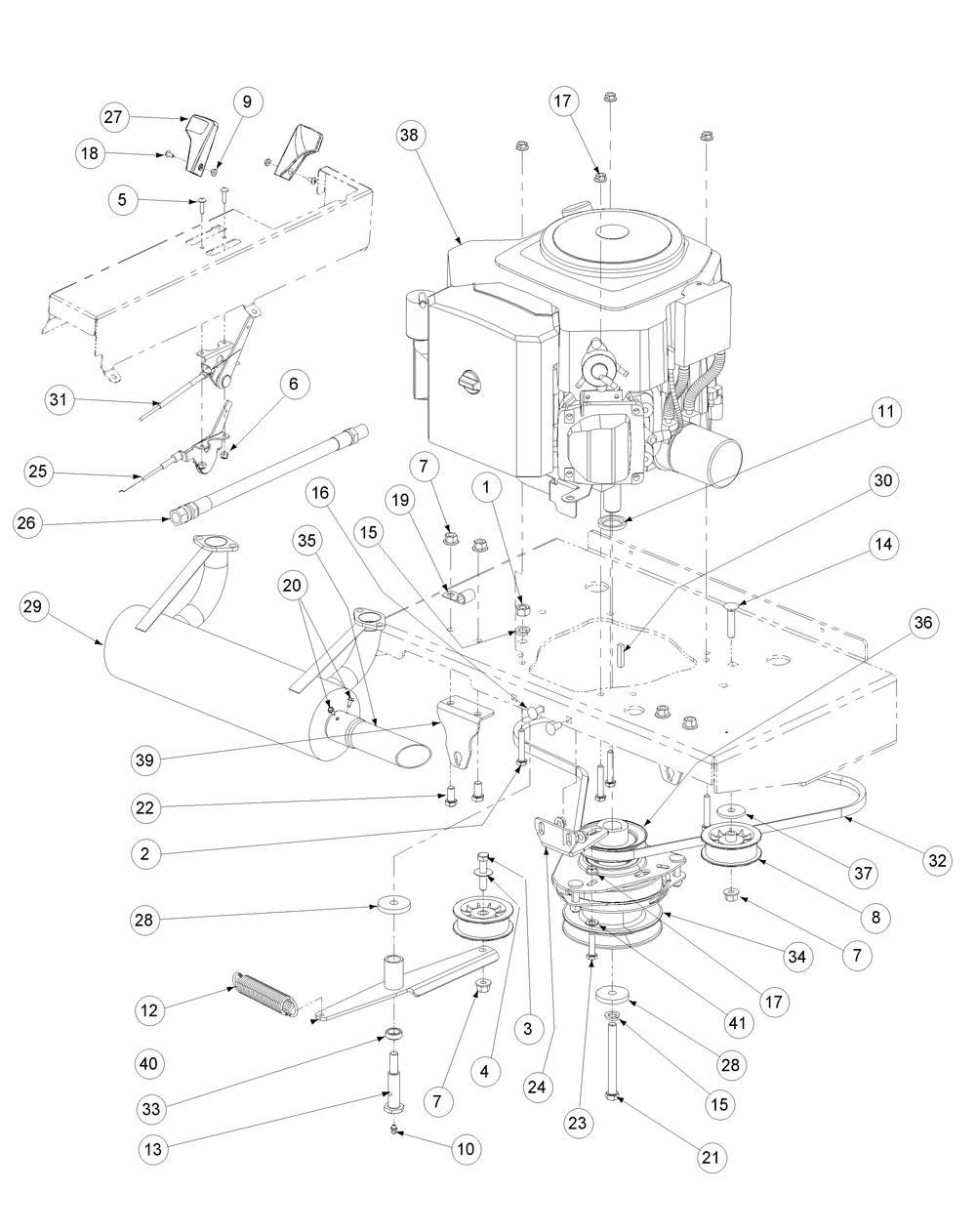 Kohler Engine Assembly 23 Hp Diagram and Parts List for Z-FORCE60 53AA5BBJ-53AA5BBJ710 Cub Cadet Lawn Tractor